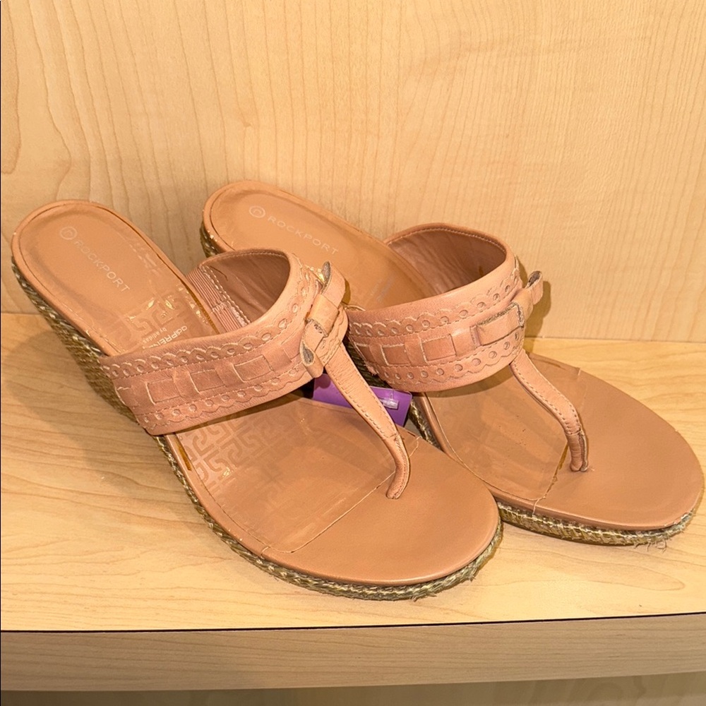 Rockport Tan High Wedge Sandals Comfortable Summer Footwear